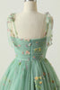 Load image into Gallery viewer, Green Spaghetti Straps Short Homecoming Dress with Embroidery