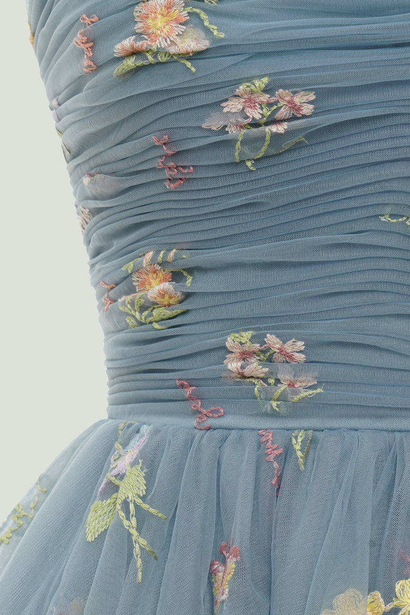 Load image into Gallery viewer, Green Spaghetti Straps Short Homecoming Dress with Embroidery