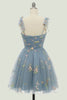 Load image into Gallery viewer, Green Spaghetti Straps Short Homecoming Dress with Embroidery