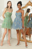 Load image into Gallery viewer, Green Spaghetti Straps Short Homecoming Dress with Embroidery
