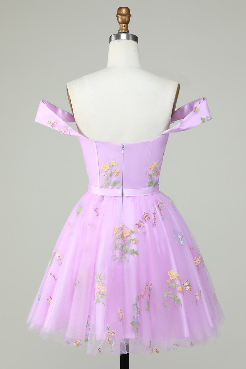 Load image into Gallery viewer, Cute A Line Spaghetti Straps Blue Short Homecoming Dress with Embroidery