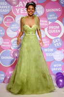 Load image into Gallery viewer, Light Green A-Line Prom Dress With Embroidery