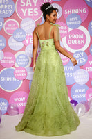 Load image into Gallery viewer, Light Green A-Line Prom Dress With Embroidery