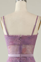 Load image into Gallery viewer, Purple Printed A Line Corset Prom Dress