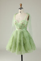 Load image into Gallery viewer, Spaghetti Straps Green A Line Cocktail Dress with Beading