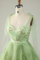 Load image into Gallery viewer, Spaghetti Straps Green A Line Cocktail Dress with Beading