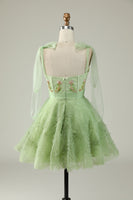 Load image into Gallery viewer, Spaghetti Straps Green A Line Cocktail Dress with Beading