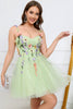 Load image into Gallery viewer, A Line Spaghetti Straps Champagne Short Homecoming Dress with Appliques