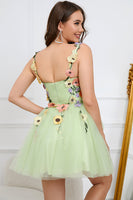 Load image into Gallery viewer, A Line Spaghetti Straps Green Short Homecoming Dress with Appliques