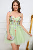 Load image into Gallery viewer, A Line Spaghetti Straps Champagne Short Homecoming Dress with Appliques