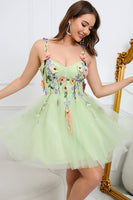 Load image into Gallery viewer, A Line Spaghetti Straps Champagne Short Homecoming Dress with Appliques