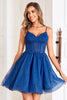 Load image into Gallery viewer, Navy Corset A-Line Tulle Short Homecoming Dress