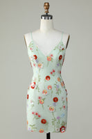 Load image into Gallery viewer, Spaghetti Straps Olive Sequins Backless Homecoming Dress