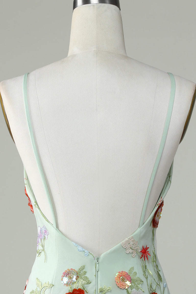 Load image into Gallery viewer, Spaghetti Straps Olive Sequins Backless Homecoming Dress