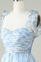 Load image into Gallery viewer, Blue A Line Spaghetti Straps Homecoming Dress