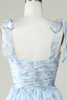 Load image into Gallery viewer, Blue A Line Spaghetti Straps Homecoming Dress