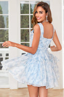 Load image into Gallery viewer, Stylish A Line Spaghetti Straps Sage Printed Short Homecoming Dress