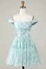 Load image into Gallery viewer, Stylish A Line Spaghetti Straps Sage Printed Short Homecoming Dress