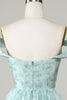Load image into Gallery viewer, Stylish A Line Off the Shoulder Sage Printed Short Homecoming Dress