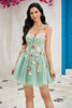 Load image into Gallery viewer, Cute A Line Spaghetti Straps Light Green Short Homecoming Dress with Appliques