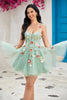 Load image into Gallery viewer, Cute A Line Spaghetti Straps Light Green Short Homecoming Dress with Appliques