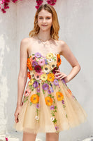 Load image into Gallery viewer, Dark Green A-Line Tulle Short Homecoming Dress with Appliques