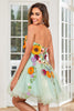 Load image into Gallery viewer, Dark Green A-Line Tulle Short Homecoming Dress with Appliques