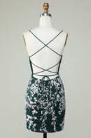Load image into Gallery viewer, Dark Green Spaghetti Straps Bodycon Homecoming Dress With Appliques