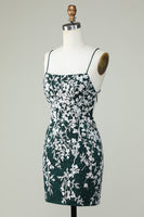 Load image into Gallery viewer, Dark Green Spaghetti Straps Bodycon Homecoming Dress With Appliques