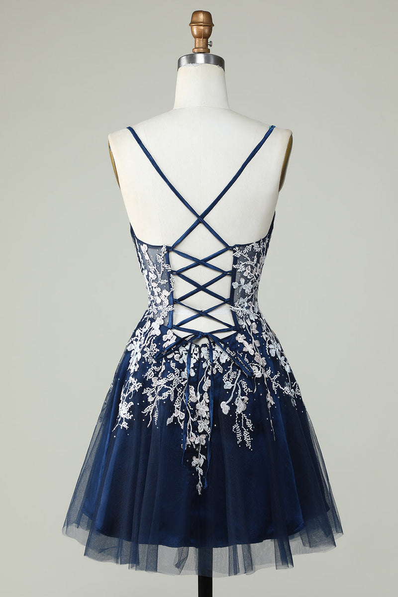 Load image into Gallery viewer, Dusty Sage Spaghetti Straps Homecoming Dress With Criss Cross Back