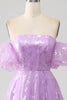 Load image into Gallery viewer, Lilac A Line Strapless Sparkly Sequin Long Prom Dress
