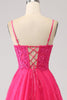 Load image into Gallery viewer, Fuchsia A-Line Corset Lace Long Prom Dress with Slit