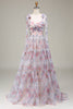 Load image into Gallery viewer, A-Line Spaghetti Straps Lilac Flower Printed Prom Dress