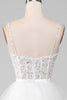 Load image into Gallery viewer, White A-Line Sparkly Sequin Ruffle Skirt Corset Prom Dress With Slit