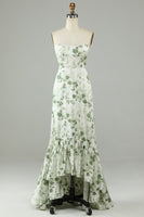 Load image into Gallery viewer, Asymmetrical Strapless Printed Green Long Prom Dress