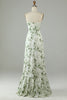 Load image into Gallery viewer, Asymmetrical Strapless Printed Green Long Prom Dress