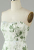Load image into Gallery viewer, Asymmetrical Strapless Printed Green Long Prom Dress