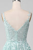 Load image into Gallery viewer, Glitter Mint A-Line Tulle Long Prom Dress with Lace