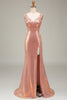 Load image into Gallery viewer, Sparkly Hot Pink Mermaid Prom Dress with Slit