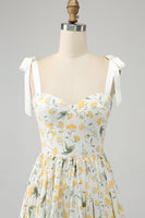 Load image into Gallery viewer, Ivory A-Line Floral Long Prom Dress