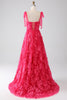 Load image into Gallery viewer, A-Line Spaghetti Straps Fuchsia Long Prom Dress with Slit