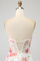 Load image into Gallery viewer, Ivory Flower Embroidered Long Corset Prom Dress with Slit