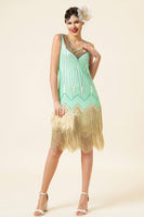 Load image into Gallery viewer, Sequins Green Short 1920s Party Dress With 20s Accessories Set