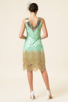 Load image into Gallery viewer, Sequins Green Short 1920s Party Dress
