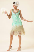 Load image into Gallery viewer, Sequins Green Short 1920s Party Dress