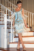Load image into Gallery viewer, Blue Apricot Round Neck Gatsby 1920s Dress with Sequins and Fringes