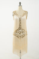 Load image into Gallery viewer, Champagne Gatsby 1920s Dress with Sequins and Fringes