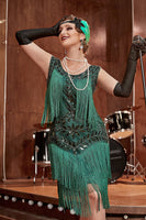 Load image into Gallery viewer, Blue Apricot Round Neck Gatsby 1920s Dress with Sequins and Fringes