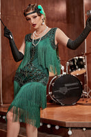 Load image into Gallery viewer, Blue Apricot Round Neck Gatsby 1920s Dress with Sequins and Fringes