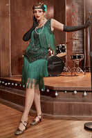 Load image into Gallery viewer, Blue Apricot Round Neck Gatsby 1920s Dress with Sequins and Fringes